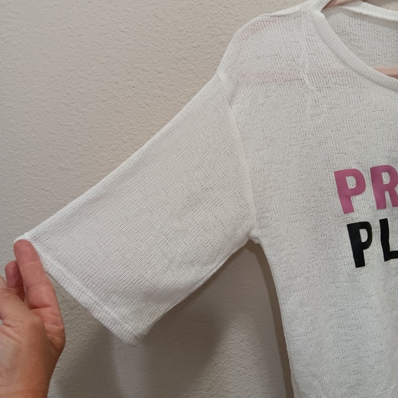 H&M Divided Crop Top Medium Loose Knit   Pretty Please White - Picture 10 of 11